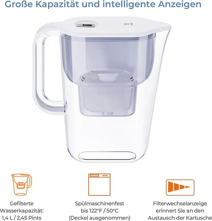 WOOX MX0200 2,4L Filter-Wasserkocher mit elektronischer Anzeige Erinnerung an die Nutzung etwa 35 Tage