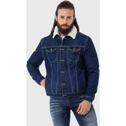 Outdoorjacke CIPO & BAXX "Jacke", Herren, Gr. 2XL, blau, 100% Baumwolle, unifarben, casual, regular fit normal, Langarm, Jacken, mit Kunstpelz-Kragen