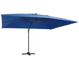 vidaXL Ampelschirm mit LED-Leuchten und Aluminium-Mast 400x300 cm Azur
