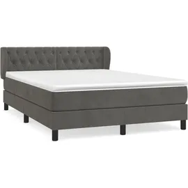 vidaXL Boxspringbett mit Matratze Dunkelgrau 140x200 cm Samt