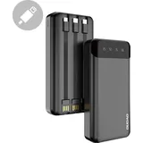 DUDAO Powerbank mit 3 eingebauten Kabeln 20000mAh USB Type C + Micro-USB + Lightning schwarz