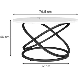 Vicco Couchtisch Calgary, 79.5 x 62 cm mit großer Arbeitsfläche, Weiß/Schwarz - Weiß
