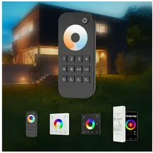 HEXIM 12-48V LED Controller & Fernbendienung - Smart Home & Phone Sprachsteuerung Alexa Google Assistant (modellabhängig) - (RT7-4 Zonen CCT Fernbedienung)