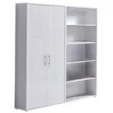BMG Möbel Office Edition Büroschrank 1 hoch 0,80 x 0,40 x 1,80 grau/weiß