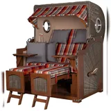 Mr. Deko Strandkorb Komplettset - bene living - Ammersee Mahagoni Bullauge - PE grau - Modell 584 - inkl. Liftersystem