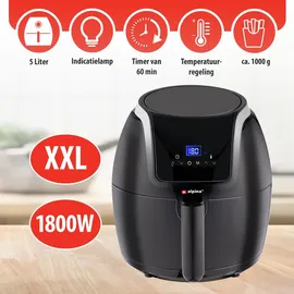 Alpina Heißluftfritteuse - 5 Liter - 230V - Airfryer - Digitaler Touchscreen - Huhn, Gemüse, Brot, Muffin - 7-8 Personen