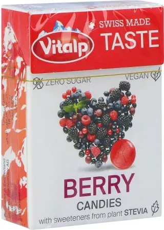 Vitalp Zuckerfreie Stevia Süßigkeiten Geschmack Rote Beeren 25g