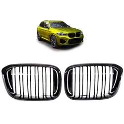 PASST FÜR BMW X3 X4 G01 G02 KÜHLERGRILL DOPPELSTEG GLANZ SCHWARZ
