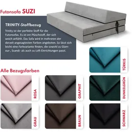 Fdm Klappmatratze Suzi Maxi 120x200 cm Kaltschaum, Gästematratze Höhe 14 cm Härtegrad H3, Öko-Tex Allergikergeeignet Bezug Trinity Waschbar grau