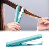 Mini-Lockenstab mit doppeltem Verwendungszweck, 2-in-1-Haarglätter und Lockenstab, Mini-Lockenstab für kurzes und langes Haar, tragbarer Mini-Lockenstab, für zu Hause und unterwegs (Hellblau)