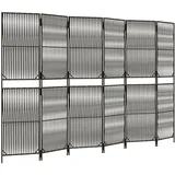 vidaXL Paravent 6-tlg. Grau Poly Rattan