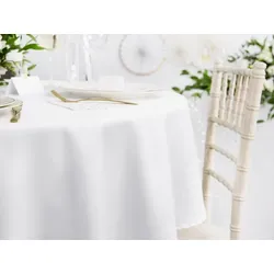 Tischdecke, weiß, Ø 300 cm, Polyester, rund, Stoff