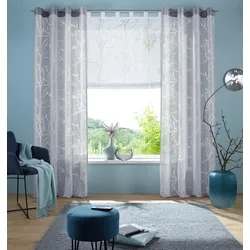 Raffrollo MY HOME "Anna" Gr. 6, weiß, B:140cm H:130cm, Ausbrenner, Obermaterial: 70% Viskose, 30% Polyester, Raffrollos, Halbtransparent, Ausbrenner, Viskose