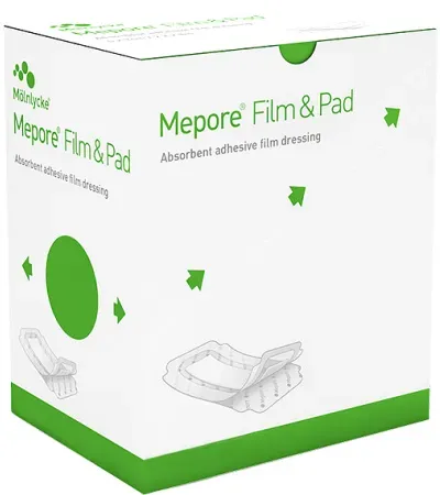 Mepilex Mepore Film+Pad Wundverband Quadratisch Transparent Absorbierend Steril 5x7cm Stück 5