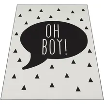 Paco Home Kinderteppich Kinderzimmer Jungen Babyteppich Spruch Trend Schwarz Weiß, Grösse:120x160 cm,