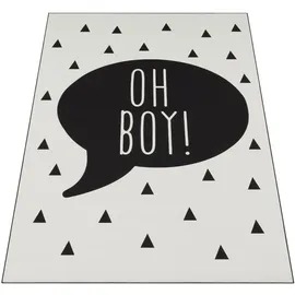 Paco Home Kinderteppich Kinderzimmer Jungen Babyteppich Spruch Trend Schwarz Weiß, Grösse:120x160 cm,