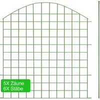 NewHabitat | 5x Teichzaun Steckzaun aus Metall Grün