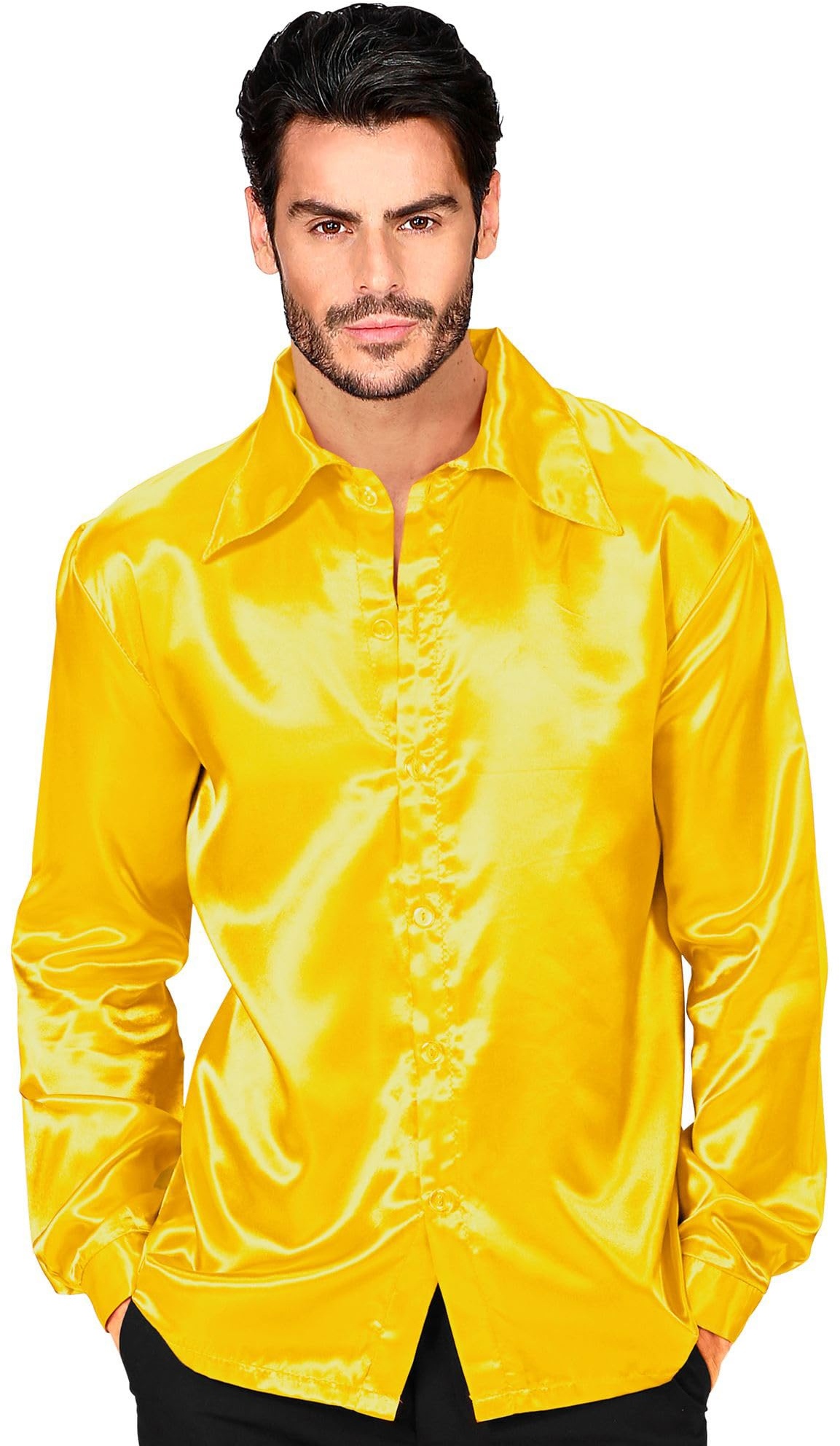 Widmann - Satin Hemd für Herren, 70er Jahre Disco Fever, Retro Style, Schlagermove, Party Shirt