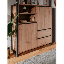 furn.design Highboard 120 x 140 cm Eiche Artisan / Anthrazit