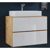 VCM my bath Badmöbel-Set Lendas S 915283 honig-eiche, weiß 61,0 x 51,4 x 69,0 cm