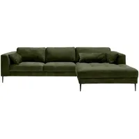Trendmanufaktur Ecksofa Luzi, Dunkelgrün, Textil, 4-Sitzer, Füllung: Schaumstoff, Silikon,Schaumstoff, Silikon, L-Form, Ottomane rechts, 280x168 cm, Made in EU, Bettkasten erhältlich, Stoffauswahl, seitenverkehrt Bettfunktion Hocker Rücken echt, Wohnzimmer, Sofas & Couches, Wohnlandschaften, Ecksofas