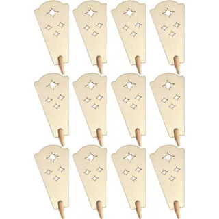 Brubaker Flügelrad Ersatzteile - 12 Flügel für Weihnachtspyramiden 45 cm und 60 cm - Pyramidenflügel mit Sternen - Ersatzflügel für Holzpyramiden - Holz naturfarben - 11,7 x 5,7 cm