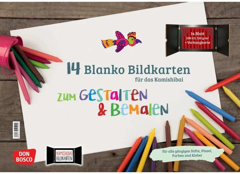 14 Blanko Bildkarten Zum Gestalten & Bemalen Für Das Kamishibai  Box