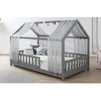 TICAA Hausbett Kim 100 x 200 cm Kiefer massiv grau