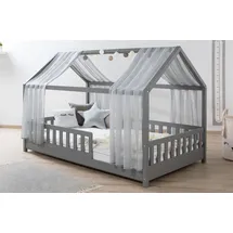 TICAA Hausbett Kim 100 x 200 cm Kiefer massiv grau