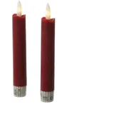 MARELIDA LED Stabkerzen Tafelkerzen Dinner Spitzkerzen rustikal H: 15cm rot 2St