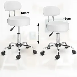 CASARIA Rollhocker mit Rückenlehne weiß