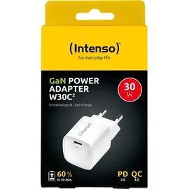Intenso Power Adapter W30C2 GaN, Weiß 1x USB-C 30W