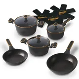 STONELINE Cookware Set, Forged, With Pan Protections, 11pcs, Rose Gold, Pfanne + Kochtopf