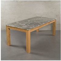 MAGNA Atelier Esstisch VALENCIA mit Marmor Tischplatte, Küchentisch, Unikat, nachhaltig, Naturstein, Oak Wood, 200x100x75cm grau