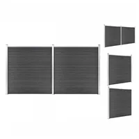 vidaXL WPC Zaunelement Set 353 x 186 cm schwarz