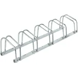 Relaxdays Fahrradständer Boden, für 5 Räder, bis 60 mm Reifenbreite, Metall, Garage, Fahrrad-Aufstellständer, silber