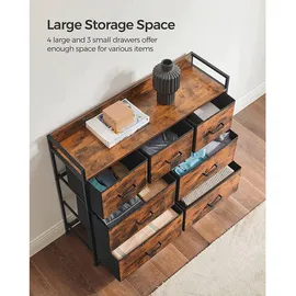 VASAGLE Boxxx Kommode 98 x 85 x 28,5 cm Braun / Schwarz