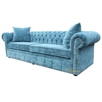 JVmoebel 3-Sitzer Türkis Chesterfield Design Luxus Polster Sofa Couch Sitz, Made in Europe blau