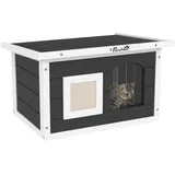 PawHut Katzenhaus aus Holz mit Kratzmatte Türklappe, Grau