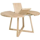 Nordic Story Esstisch Moby (rund, ausziehbar) • Tisch mit gekreuzten Beinen • Massivholz (Eiche) • Eiche Gebleicht • Runder Ausziehtisch (130-170 x 100 x 75 cm)