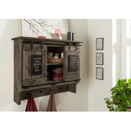 Massivmoebel24 Wandgarderobe Mango 90 x 30 x 75 cm Grau