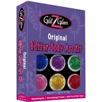 GlitZGlam Original Glitzertattooset: Temporäre Tattoos für Kinder und Teenager mit 6 großen Glitzertuben & Tattoovorlagen