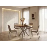 WFL GROUP Runder Ausziehbarer Esstisch 120 x 76 cm Craft Eiche braun