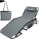 deluxe4home Sonnenliege 5-stufig verstellbar 200 x 65 x 30 cm Grau