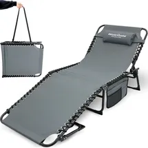 deluxe4home Sonnenliege 5-stufig verstellbar 200 x 65 x 30 cm Grau