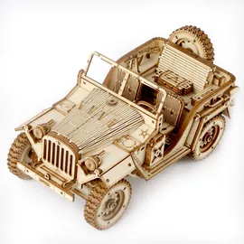 ROBOTIME 3D Puzzle Holzbausatz Jeep 1:18,9 x 9,9 x 8,9