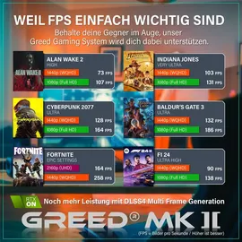 Greed Greed®MK2 Pro - High End Gaming PC - Intel Core i7 13700KF + Nvidia Geforce RTX 5070 12GB - Ultra Schneller RGB Computer + 4K Raytracing Rechner mit 5,4 GHZ - 32 GB DDR4 RAM - 1TB SSD - WLAN + W11 Pro