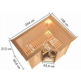 Karibu Sahib 9 kW Bioofen + ext. Steuerung + Dachkranz