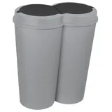 dynamic24 Duo Bin Abfalleimer 50l Müll Abfall Eimer 2x 25l Müllbehälter Mülltrennung grau