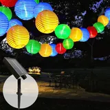 Hopelit Solar Lichterkette Aussen, Solar Lampions Außen Wetterfest 8M 30 LED, Lampions Solar mit 8 Modi Timer Speicherfunktion, Lichterkette Außen Solar Laterne Für Terrasse Hochzeit, Bunt